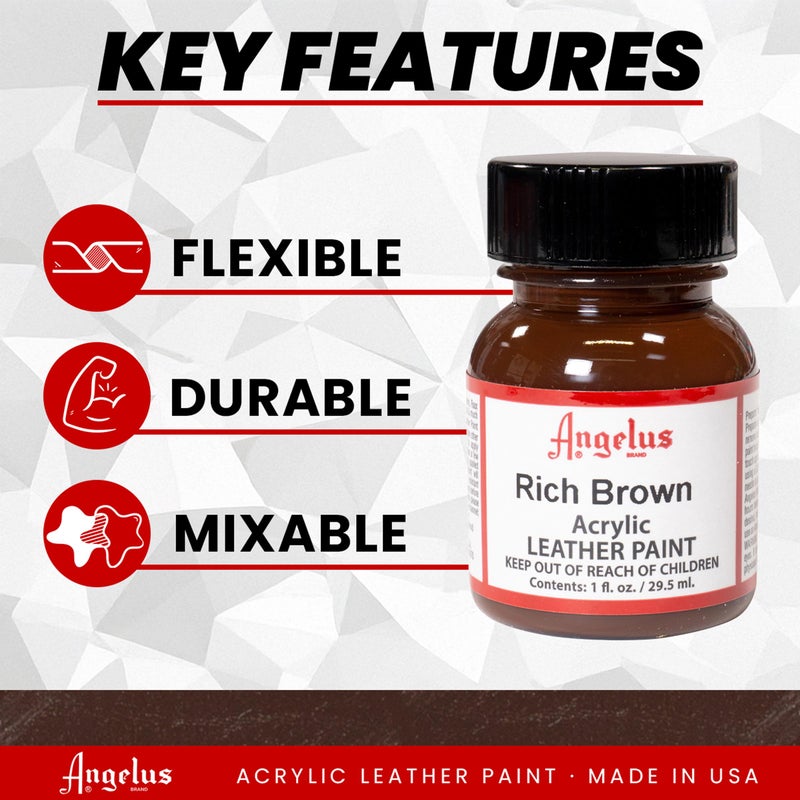Angelus Acrylic Leather Paint, 1 oz, Rich Brown - Image 2